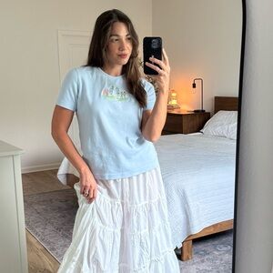 Embroidered light blue tee